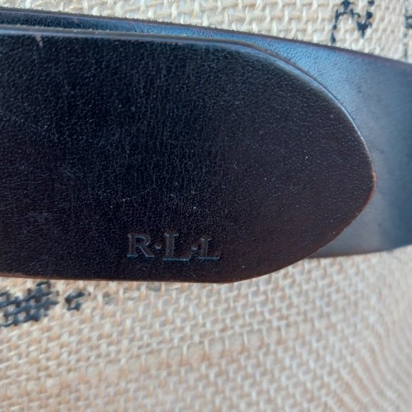 Lauren Ralph Lauren Black Leather Belt Silvertone Buckle - Picture 8 of 16